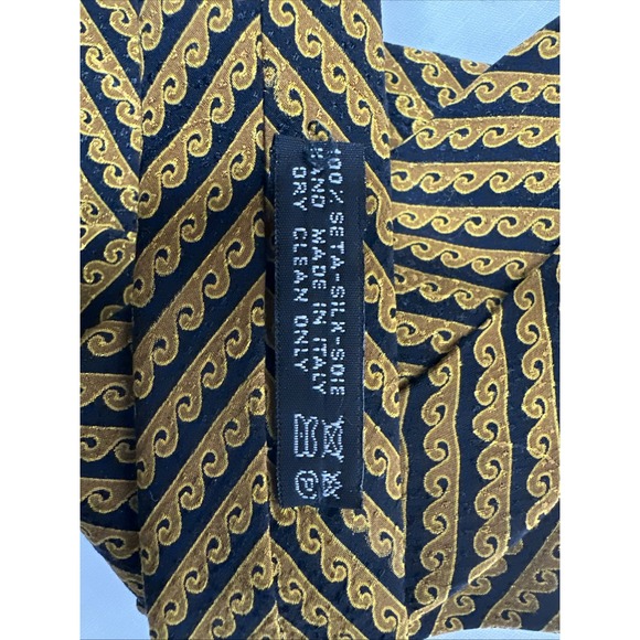 Brioni Men's Neck Tie 3.5" X 60 Geometric Gold/Black EUC - Picture 4 of 4